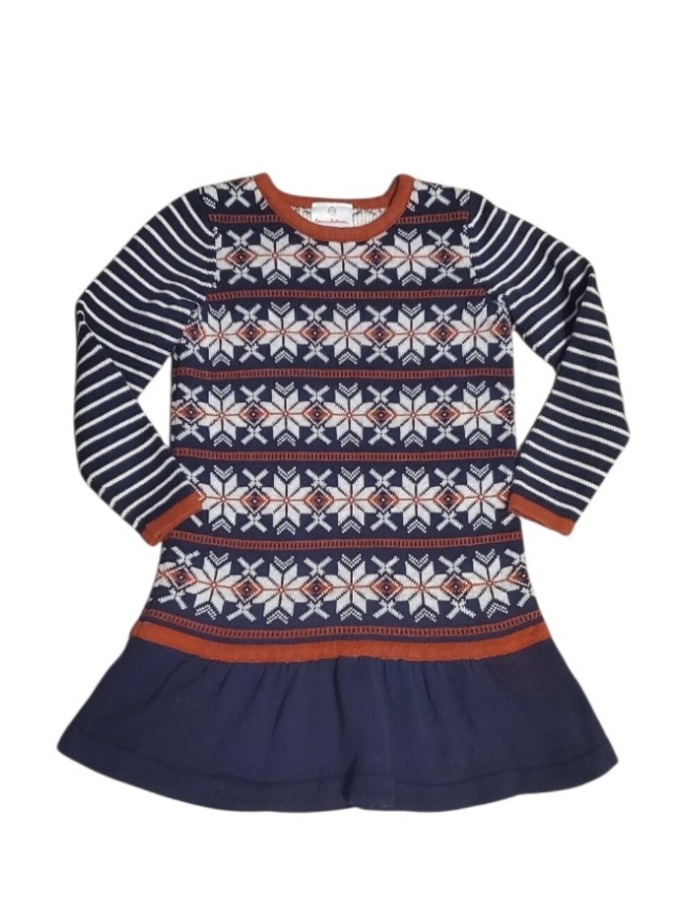 Hanna Andersson Toddler Girl Nordic Fair Isle Cotton Holiday Sweater Dress 5T